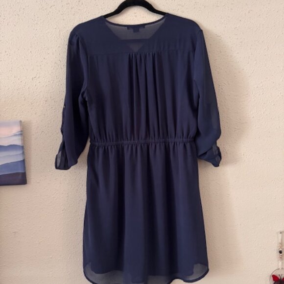 Vestido Azul con Cierre Frontal (Blue tunic-style dress with a front gold zipper - Picture 3 of 5